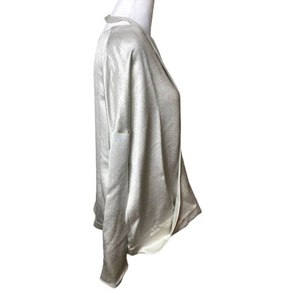NWT VALENTINO TOP 6 LONG SLEEVED HAMMERED METALLIC SILVER BLOUSE HARNESS RUNWAY - Picture 6 of 14